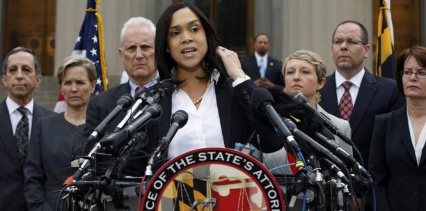 Marilyn Mosby, Baltimore state's attorney, speaks during a media availability, Friday, May 1, 2015 in Baltimore. Mosby announced criminal charges against all six officers suspended after Freddie Gray suffered a fatal spinal injury while in police custody.  (AP Photo/Alex Brandon)